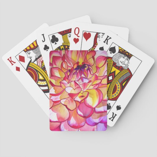 Jeu De Cartes Pink Dahlia fleurs aquarelle art (dos)