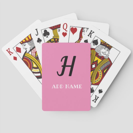 Jeu De Cartes Pink Elegant Monogramme Script Nom moderne (dos)