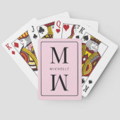 Jeu De Cartes Pink Monogrammed Simple Initiale Nom Moderne Fille (dos)