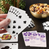 Jeu De Cartes Pink Periwinkle Indigo Doodle Fleur Vos Initiales (In Situ)