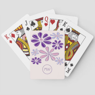 Jeu De Cartes Pink Periwinkle Indigo Doodle Fleur Vos Initiales