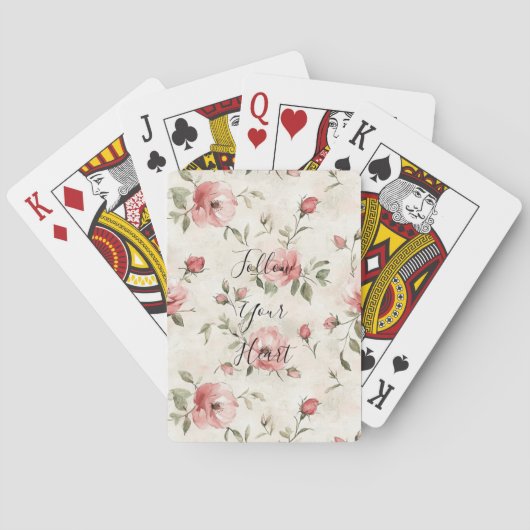 Jeu De Cartes Pink Roses Floral  (dos)