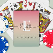Jeu De Cartes Pink Yellow & Green Gradient Nom du script Monogra