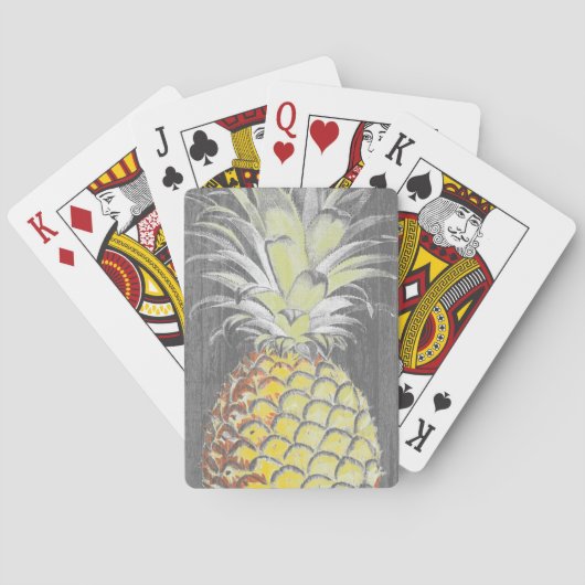 Jeu De Cartes Pinneapple jaune tropical sur le gris (dos)
