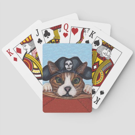 Jeu De Cartes Pirate Cute Surpris Chat Brown rayé (dos)