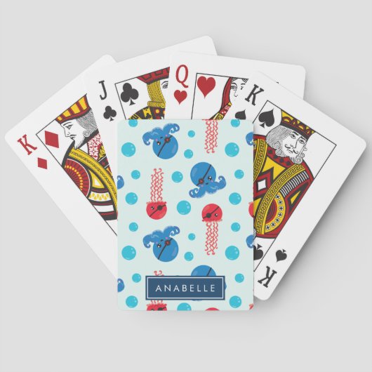 Jeu De Cartes Pirate Octopus, Pirate Jellfish, Mer, Votre Nom (dos)