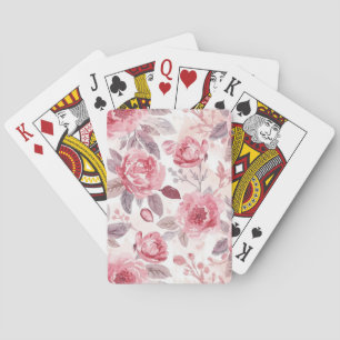 Jeu De Cartes Pivoine Rose Pâle Aquarelle Jardin Floral