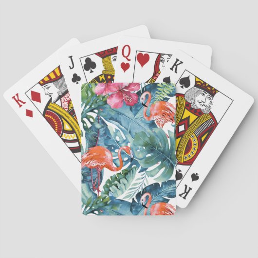 Jeu De Cartes PixDezines Flamants roses roses Turquoise Foliage (dos)