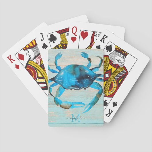 Jeu De Cartes Plage Aquarelle Crabe Vélos Jouer Cartes (dos)