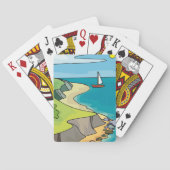 Jeu De Cartes Plage de falaise côtière voilier (dos)