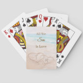 Jeu De Cartes Plage de mariage coeurs sable monogrammé (dos)