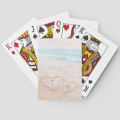 Jeu De Cartes Plage de mariage coeurs sable monogrammé (dos)