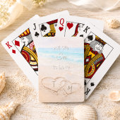 Jeu De Cartes Plage de mariage coeurs sable monogrammé