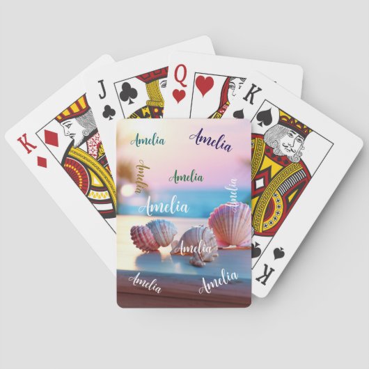 Jeu De Cartes Plage d'été personnalisée Élégant (dos)