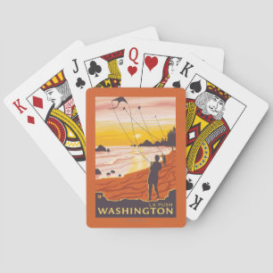 Jeu De Cartes Plage et cerfs-volants - poussée de La, Washington