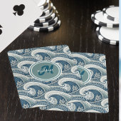Jeu De Cartes Plage polynésienne Vagues et fleurs Motif Océan