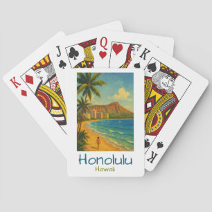 Jeu De Cartes Plage Rétro Honolulu Hawaii Waikiki