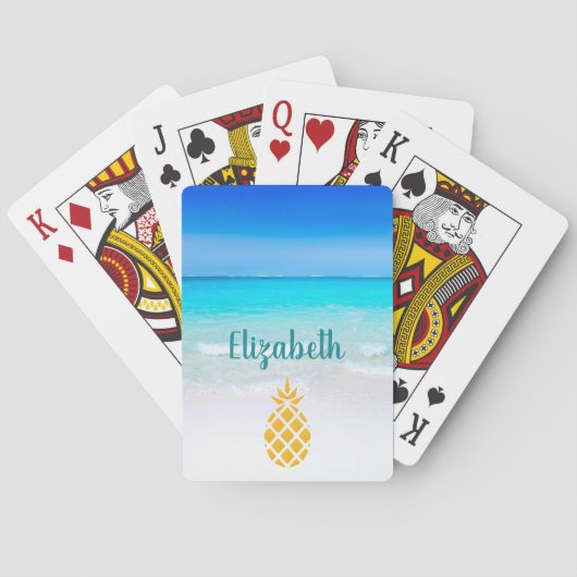 Jeu De Cartes Plage tropicale Mer Turquoise avec ananas (dos)