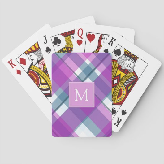 Jeu De Cartes Plaid Monogramme Violet Clair (dos)