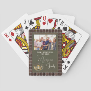 Jeu De Cartes Plaid Rustique Élégant Nom de Famille Photo Année