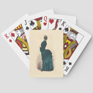 Jeu De Cartes Planche de mode antique victorienne : Robe à tourn