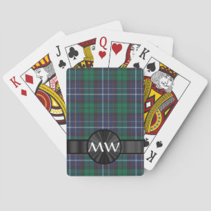 Jeu De Cartes Plaque de tartan bleu et vert