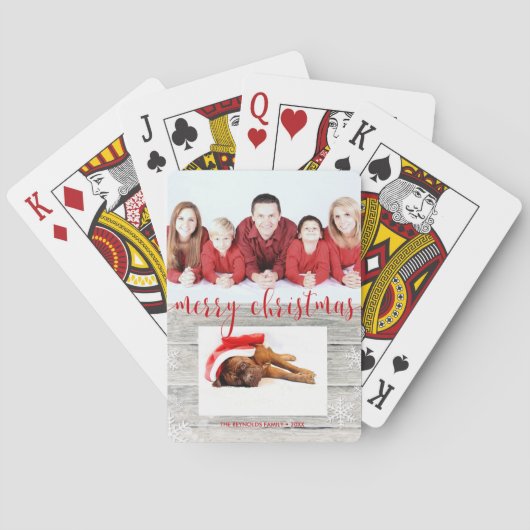 Jeu De Cartes Plate-forme en bois rustique de carte photo de (dos)