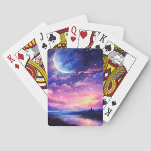 Jeu De Cartes Pleine lune Céleste Étoiles Nuages Mystique Violet