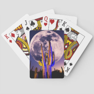 Jeu De Cartes Pleine lune sur le Saguaro Cactus