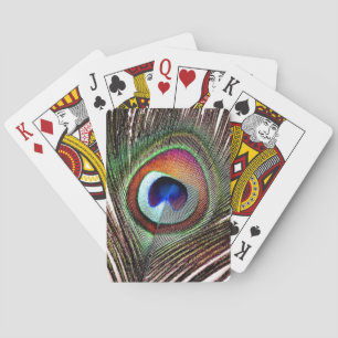Jeu De Cartes Plume colorée de paon en cuivre