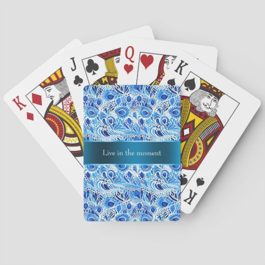 Jeu De Cartes Plumes de paon bleu blanc (dos)