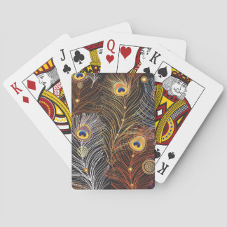 Jeu De Cartes Plumes de paon doré : motif foncé.