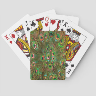 Jeu De Cartes Plumes de paon vert Fond