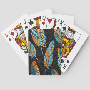 Jeu De Cartes Plumes dessinées à la main : arrière - plan coloré