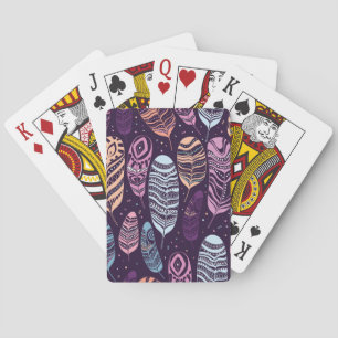 Jeu De Cartes Plumes ethniques : motif noir et blanc