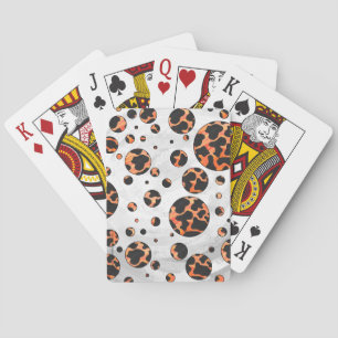Jeu De Cartes Poche noire et orange Polka Imprimer