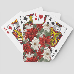 Jeu De Cartes Poinsettia de Noël – Conception florale des Fêtes