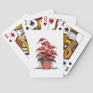 Jeu De Cartes Poinsettia de Noël Euphorbe Pot en Terre Cuite