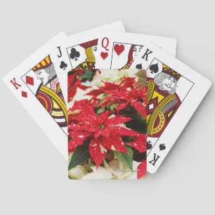 Jeu De Cartes Poinsettias Festive Rouge Blanc Floral