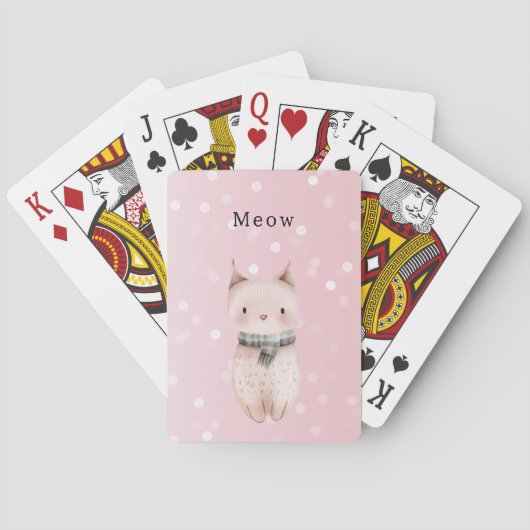 Jeu De Cartes Points de confettis rose pastel chat (dos)