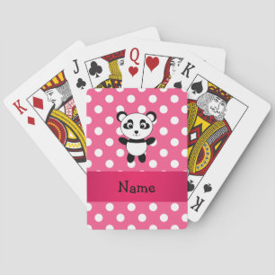 Jeu De Cartes Pois blancs rose panda personnalisés