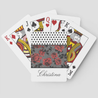 Jeu De Cartes Pois et roses et blanc