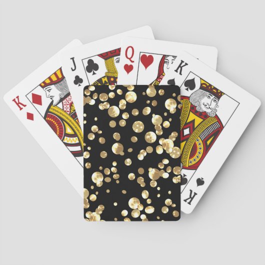 Jeu De Cartes Pois or sur un arrière - plan noir. (dos)