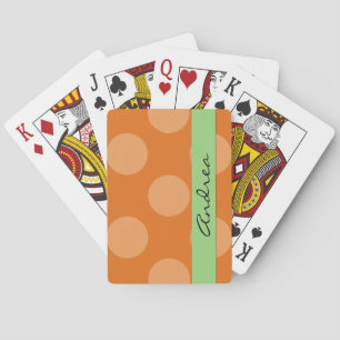 Jeu De Cartes Pois orange, Motif Pointe Polka, Votre Nom