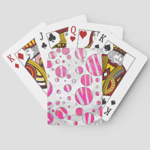 Jeu De Cartes Pois Zèbre rose chaud et blanc