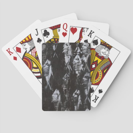 Jeu De Cartes Poisson blanc fossile sur Arrière - plan noir (dos)