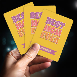 Jeu De Cartes Polices Rétro Meilleure Maman Personnaliser Nom Co