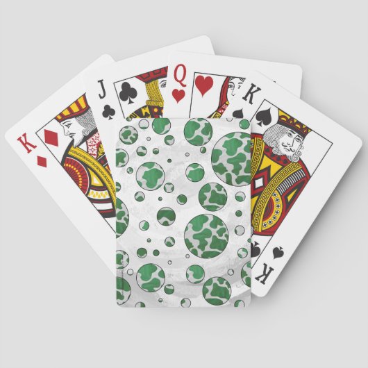Jeu De Cartes Polis Dot Vache vert et blanc Impression (dos)