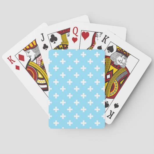 Jeu De Cartes Polka blanche croise sur bleu bébé (dos)