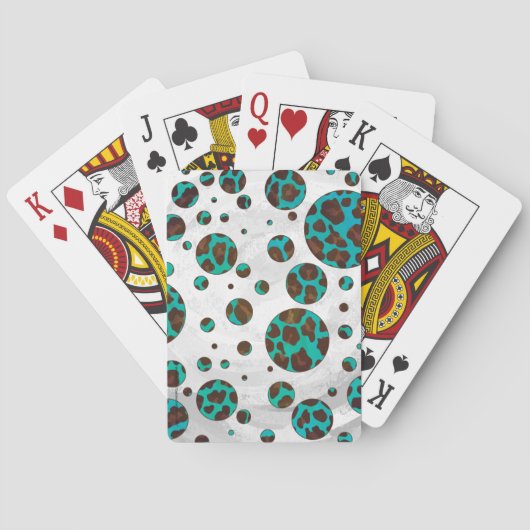 Jeu De Cartes Polka Dot Cow Impression Brown et Turquoise (dos)